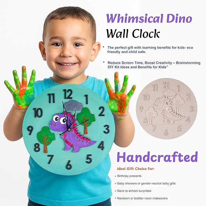 Whimsical Dino Wall Clock DIY Kit