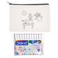Pencil case with gardening illustration and Doms watercolor pens set