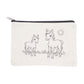 Canvas pouch with horse illustrations and text on a white background