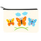 Canvas pouch with colorful butterfly designs on a white background