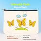 Canvas pouch with butterfly design on a blue background
