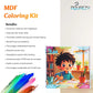 MDF Coloring Kit packaging with a child coloring, featuring the brand 'POUREZY'.