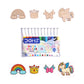 Set of watercolor pens with decorative pins on a white background