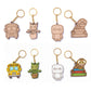 Set of various keychains on a white background