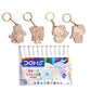 Set of watercolor pens with keychains featuring cartoon characters on a white background