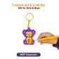 MDF keychain shaped like a bear with a hand holding a pencil on a white background