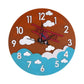 Children's wall clock with airplane design on a white background